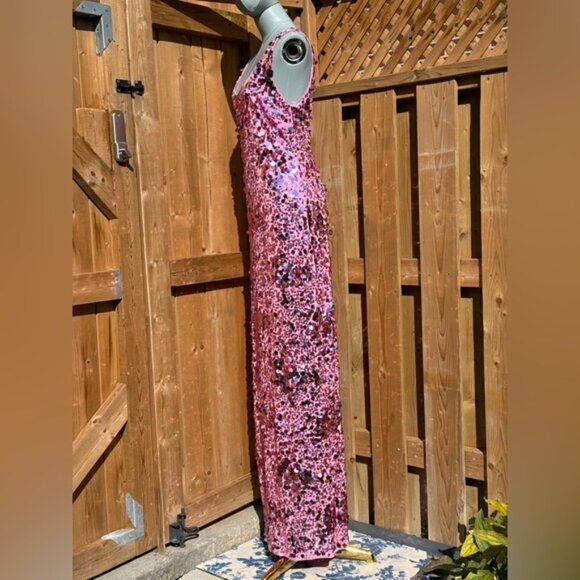 🆕 SIMKHAI 🧿 NWOT Bex Sequined Embellished Maxi Dress, Sorbet Pink - Sz US 6 - Picture 5 of 13